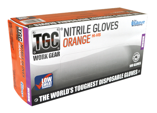 TGC WorkGear Orange Nitrile Gloves